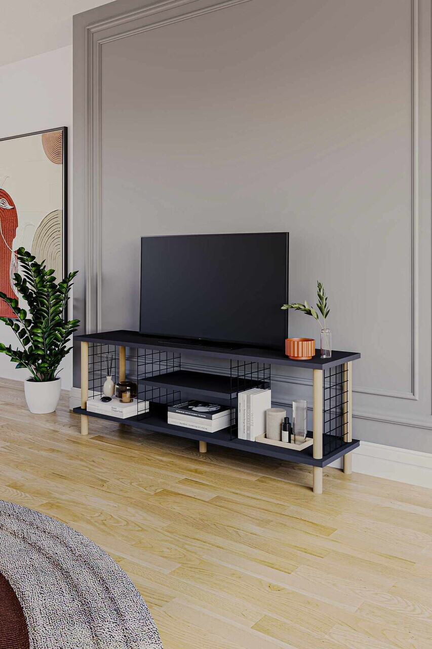 Comoda TV, Hanah Home, Peka-0048, 120x42.6x30 cm, PAL, Antracit