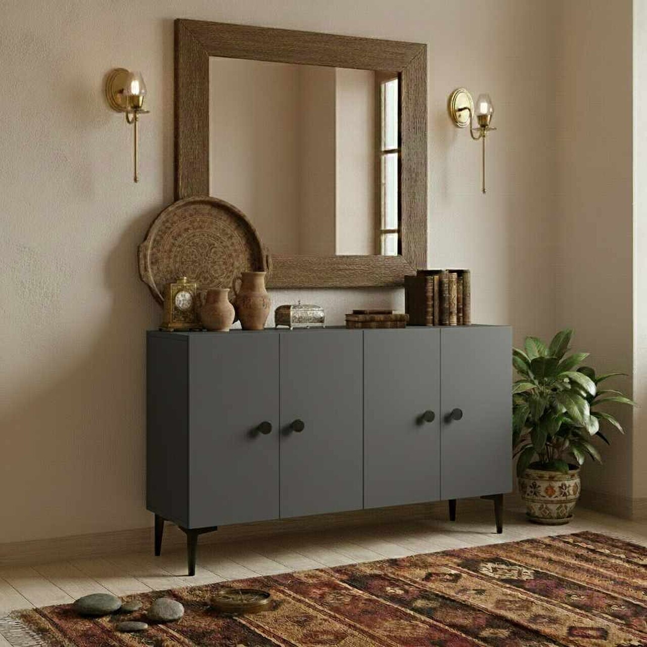 Consola, Hanah Home, Sherifa 120, 120x75x32 cm, Antracit — imaginea 3