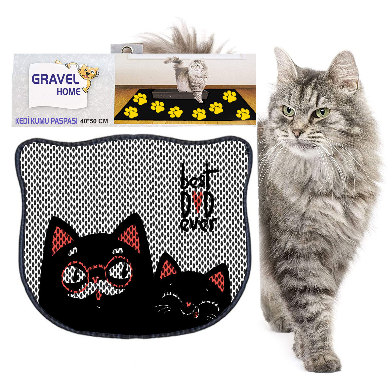 Covoras litiera pentru colectarea granulelor de nisip, Paws &amp; Whiskers, Kdkafa0215, 50% PVC/50% poliester, Multicolor - view 2