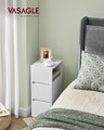 Noptiera Slim, Vasagle, 30x25x65 cm, compartiment flexibil stanga-dreapta, MDF/PAL, alb cloud