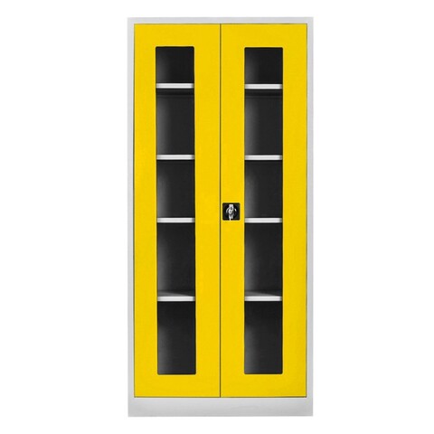 Dulap de depozitare cu incuietoare, Shelvoria,  Js1005Sa, 92x198x40 cm, Otel, Gri / Galben