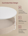 Masuta de cafea cu cos textil, Vasagle, Modern Style, 75x45 cm, PAL/otel/poliester, alb mat/camel