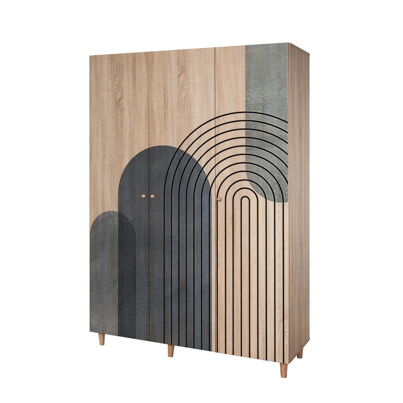 Dulap pentru haine, Vella, Lena 3 -973, 135x192x52 cm, PAL, Sonomo - 2 | YEO