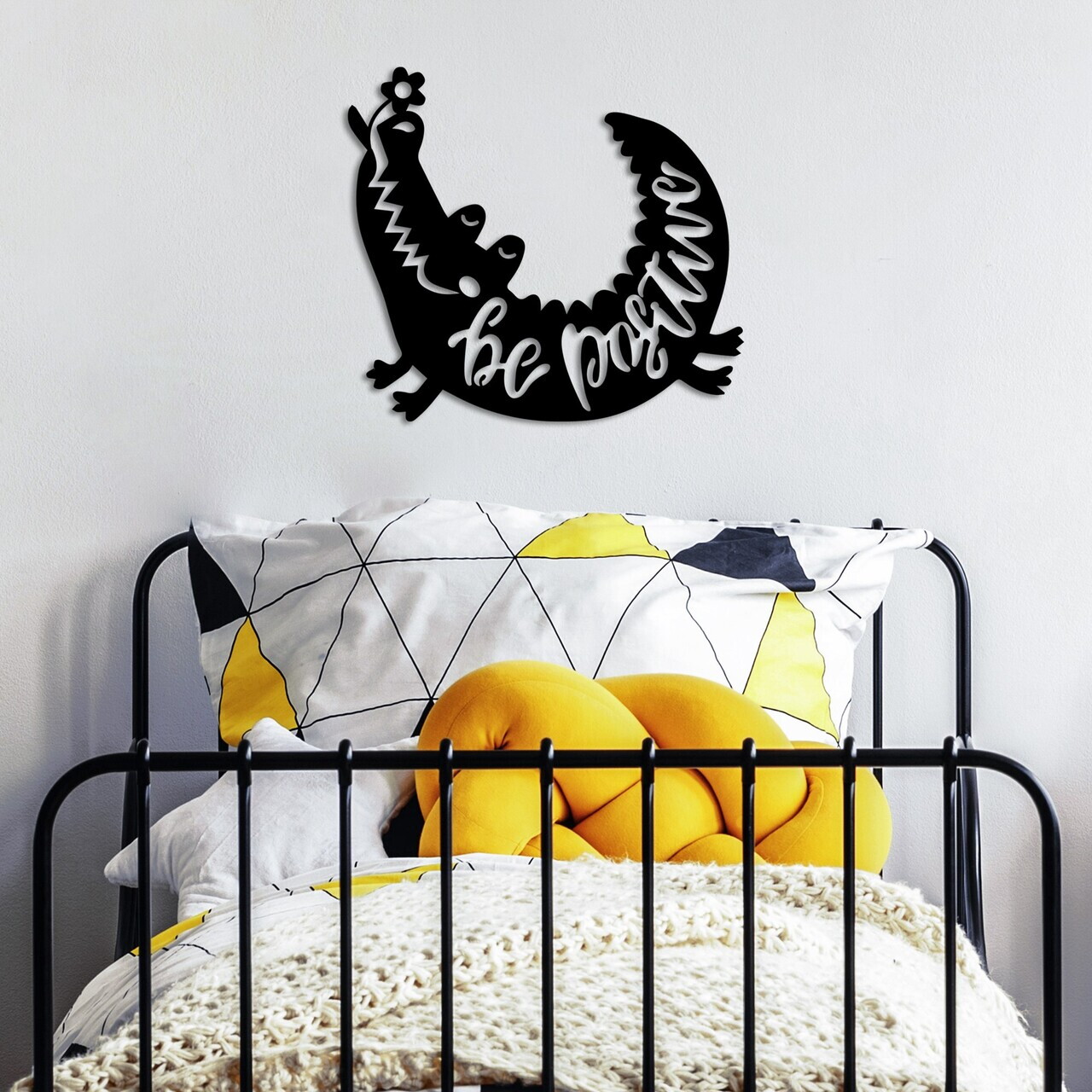 Decoratiune de perete, Be Possitive, Dimensiune: 52 x 46 cm, Negru — imaginea 2