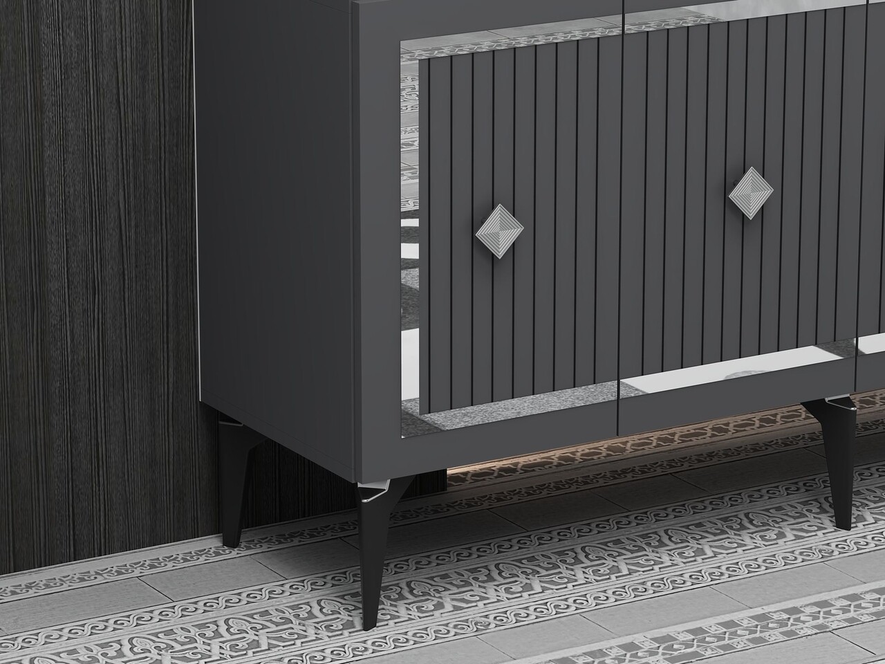 Consola, Hanah Home, Nova, 150x79x40 cm, PAL , Antracit / Argintiu - view 4
