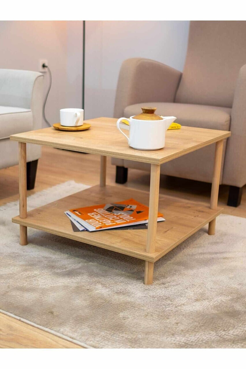 Masuta de cafea, Hanah Home, Peka-0049, 60x42.5x60 cm, PAL, Maro — imaginea 3