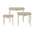Set 3 masute Romantic, InArt, lemn de brad, alb/bej