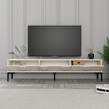Comoda TV, Hommy Craft, Lyon 42, 180x42x35 cm, PAL, Crem/Negru