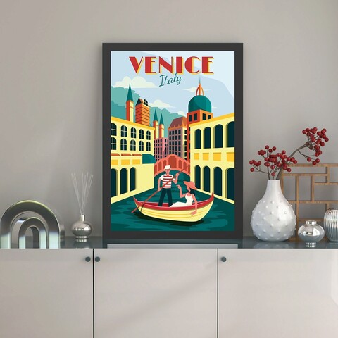Tablou decorativ, Venice (55 x 75), MDF , Polistiren, Multicolor Colton