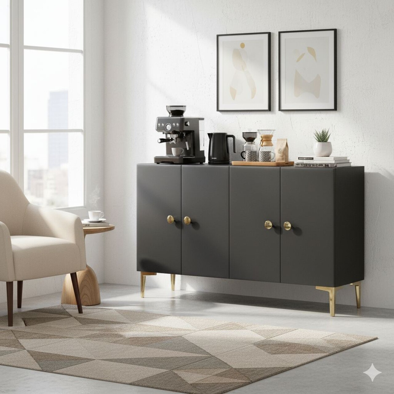 Consola, Hanah Home, Simple 120, 120x75x32 cm, Antracit - view 3
