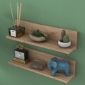 Set 2 rafturi pentru perete, Wren, E16 - 2458, 60 x 15 x 13 cm, pal melaminat, nuc