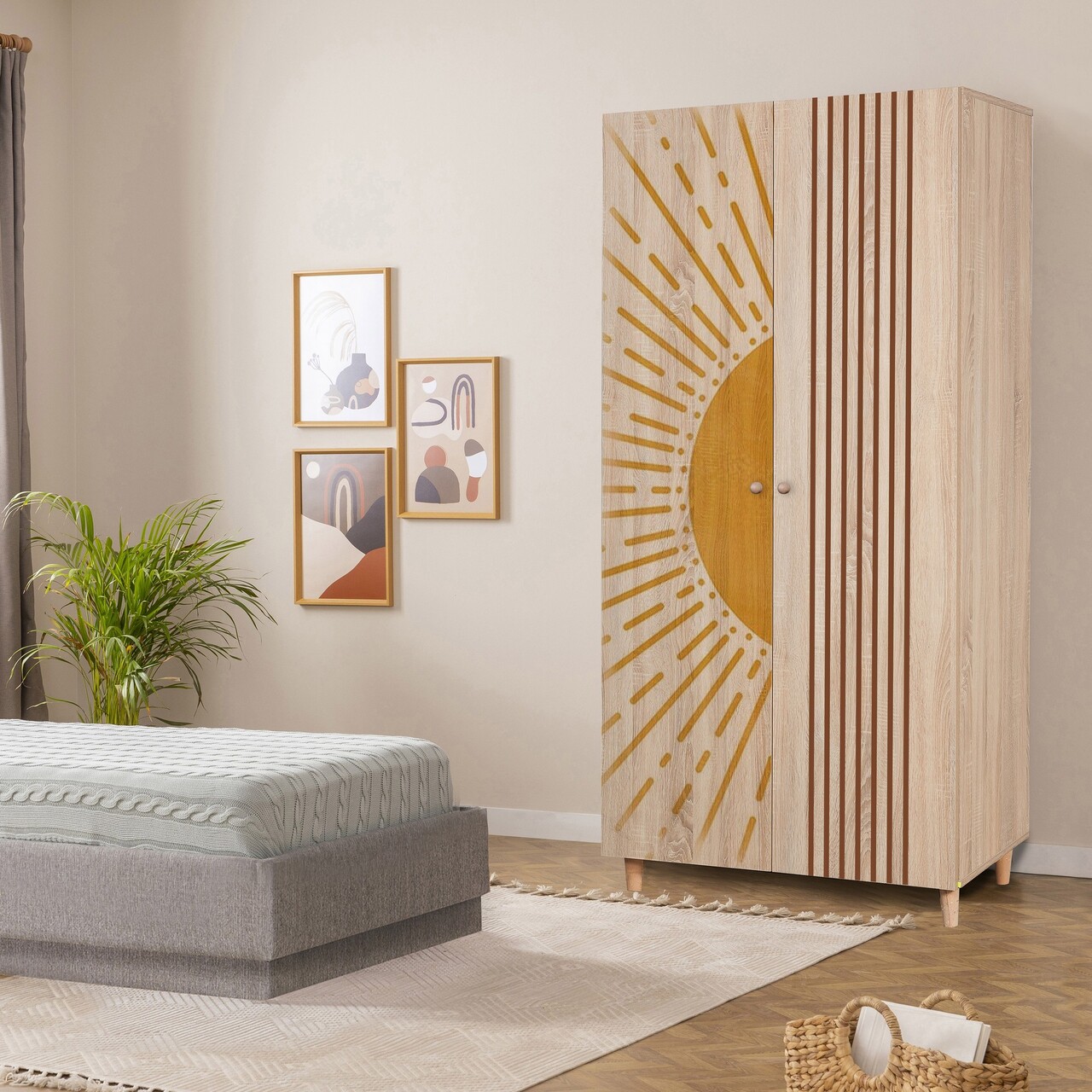 Dulap pentru haine, Vella, Lidya 2 -971, 90x192x52 cm, PAL, Sonomo