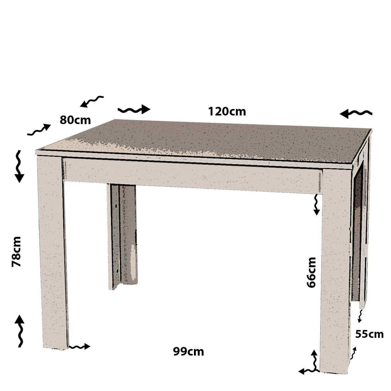 Masa, Hanah Home, Single 120, 120x78x80 cm, Alb - view 6