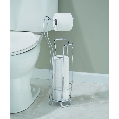 Suport pentru hartie igienica Axis, iDesign, 20.5x16.5x62 cm, otel, crom