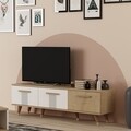 Comoda TV, Olivia, Asimo, 150 x 45 x 35 cm, pal melaminat, stejar/alb