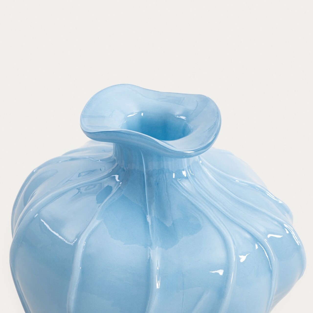Vaza Coralia, Homla, 21x24 cm, sticla, albastru - imagine 2