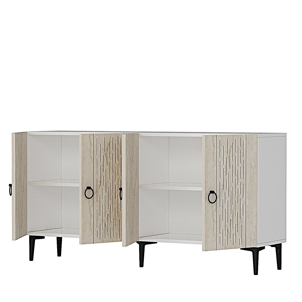 Consola, Hanah Home, Rain 150, 150x75x32 cm, PAL , Alb / Travertin - view 6