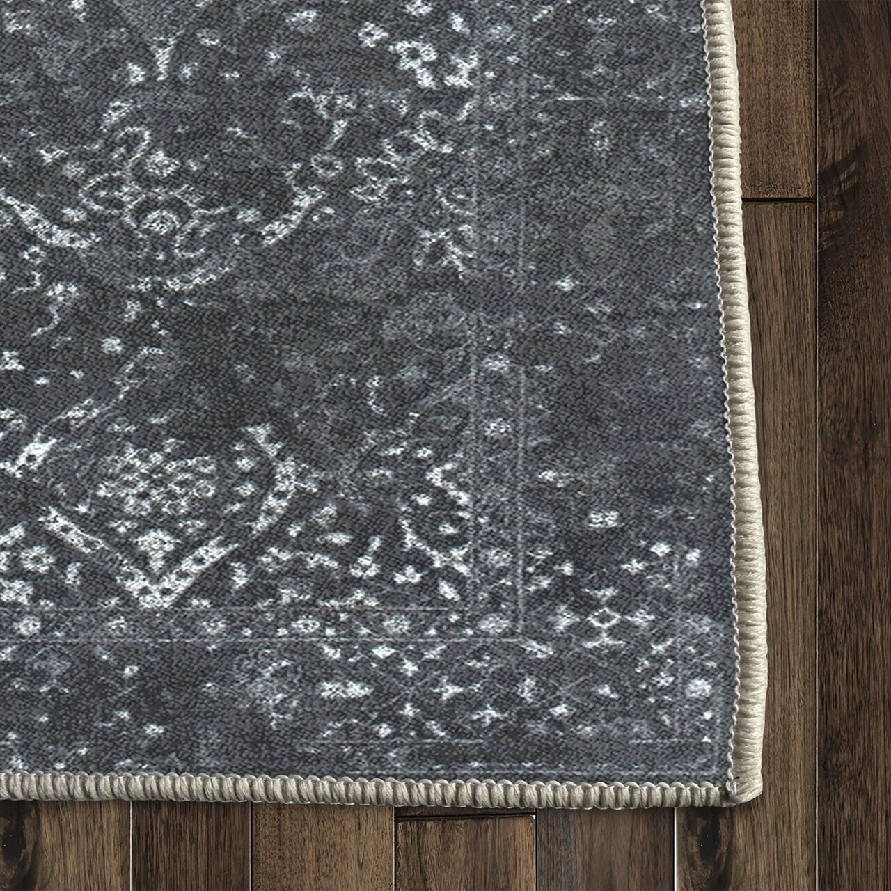 Covor, Kece-Fr19, 80x300 cm, Negru — imaginea 5