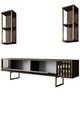 Comoda TV, Bexley, Gold Line, 180x30x48 cm, PAL, Nuc / Negru