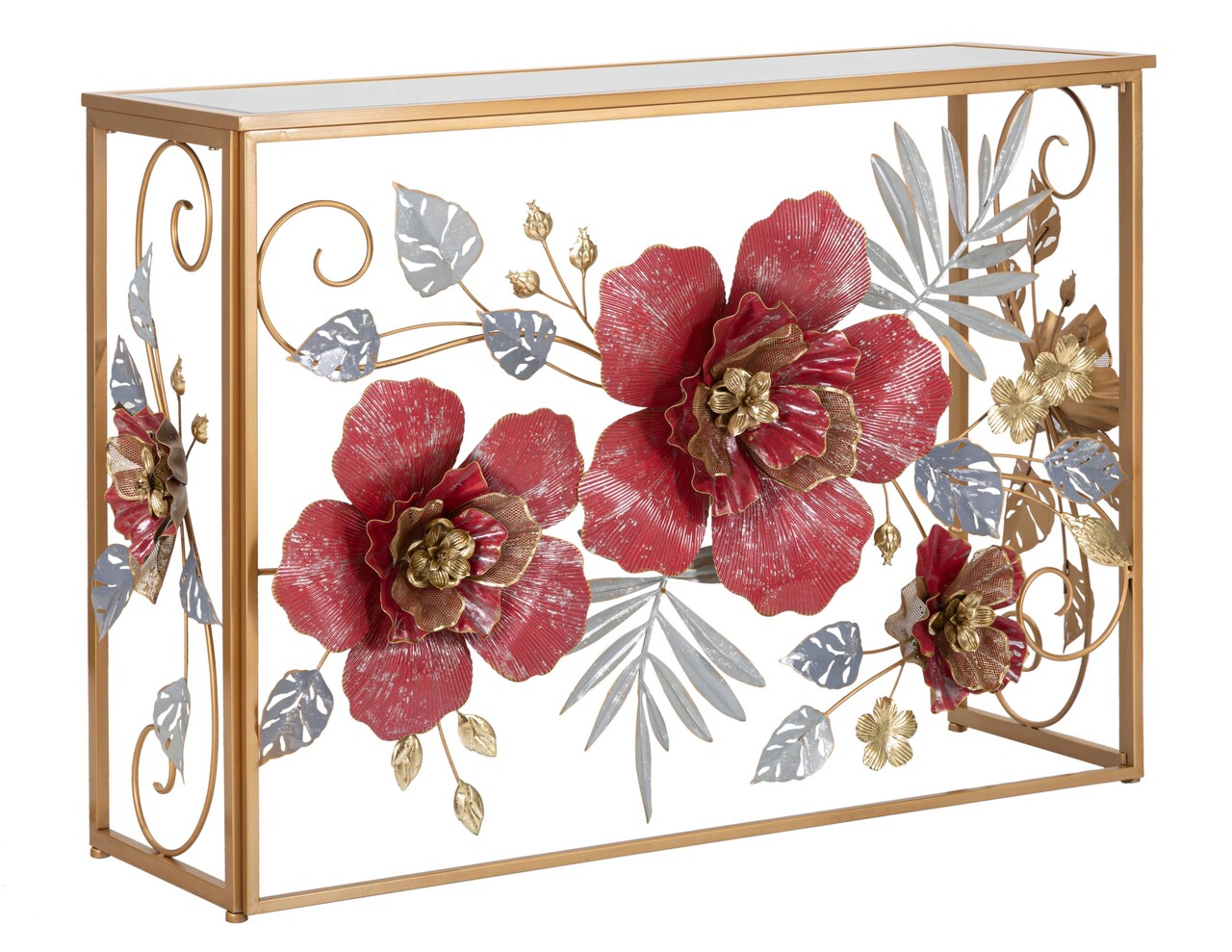 Consola Lovi, Mauro Ferretti,  108 x 36.8 x 80 cm, fier/MDF/sticla, multicolor