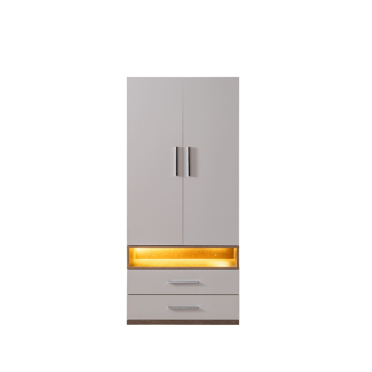 Dulap pentru haine, Hanah Home, Milano 2, 90x200x60 cm, PAL, Alb/Maro - view 2