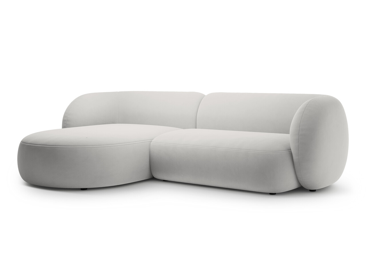 Coltar stanga 3 locuri, Kate, Micadoni, 285x176x76 cm, catifea, gri deschis - 2 | YEO