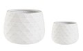 Set ghivece pentru exterior 2 piese Pyramid, Bizzotto, 52.5 x 52.5 x 37.5 cm, fibra de sticla, alb