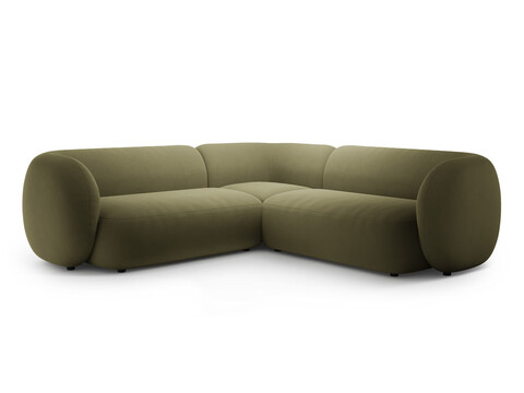 Coltar simetric 5 locuri, Kate, Micadoni, 252x252x76 cm, catifea, verde
