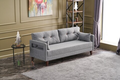 Canapea fixa comfort, balcab home, 3 locuri, 206x80x80 cm, lemn, gri