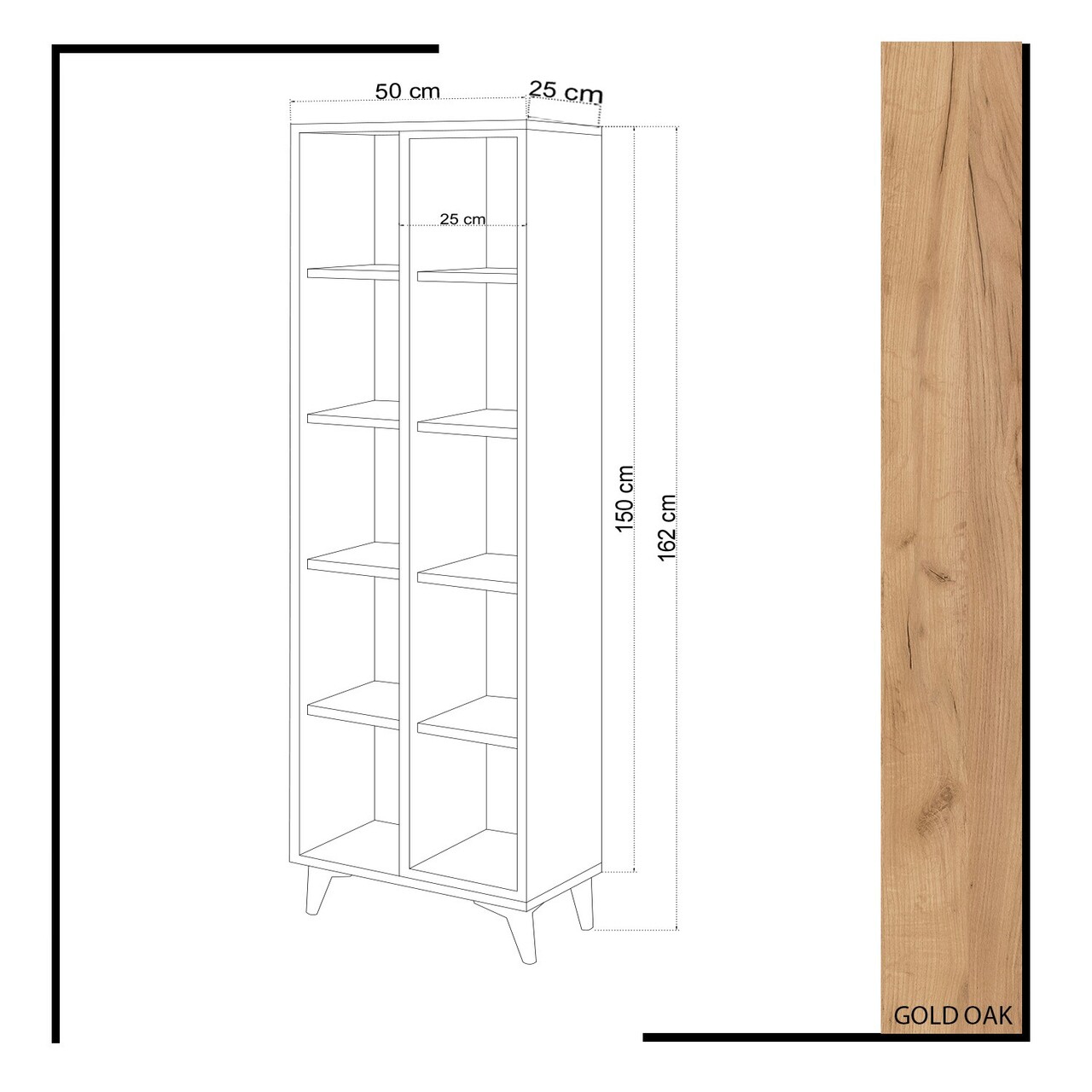 Corp biblioteca, Mod Design, Enzamu, 50x162x25 cm, Alb