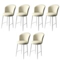 Set scaune de bar 6 piese, Charlotte, Fora, Metal, Crem/Alb