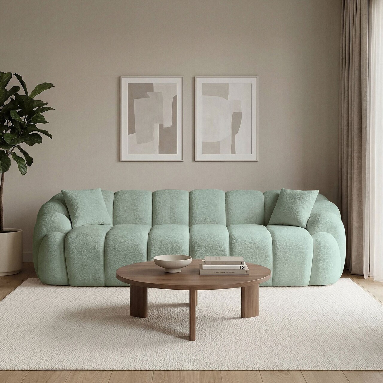Canapea cu 4 locuri, Atelier del Sofa, 752EST2304, Lemn de carpen/PAL melaminat, Turcoaz - view 2