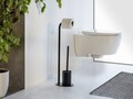 Suport pentru hartie igienica si perie toaleta Levante, Wenko, 23x17x63 cm, inox, negru