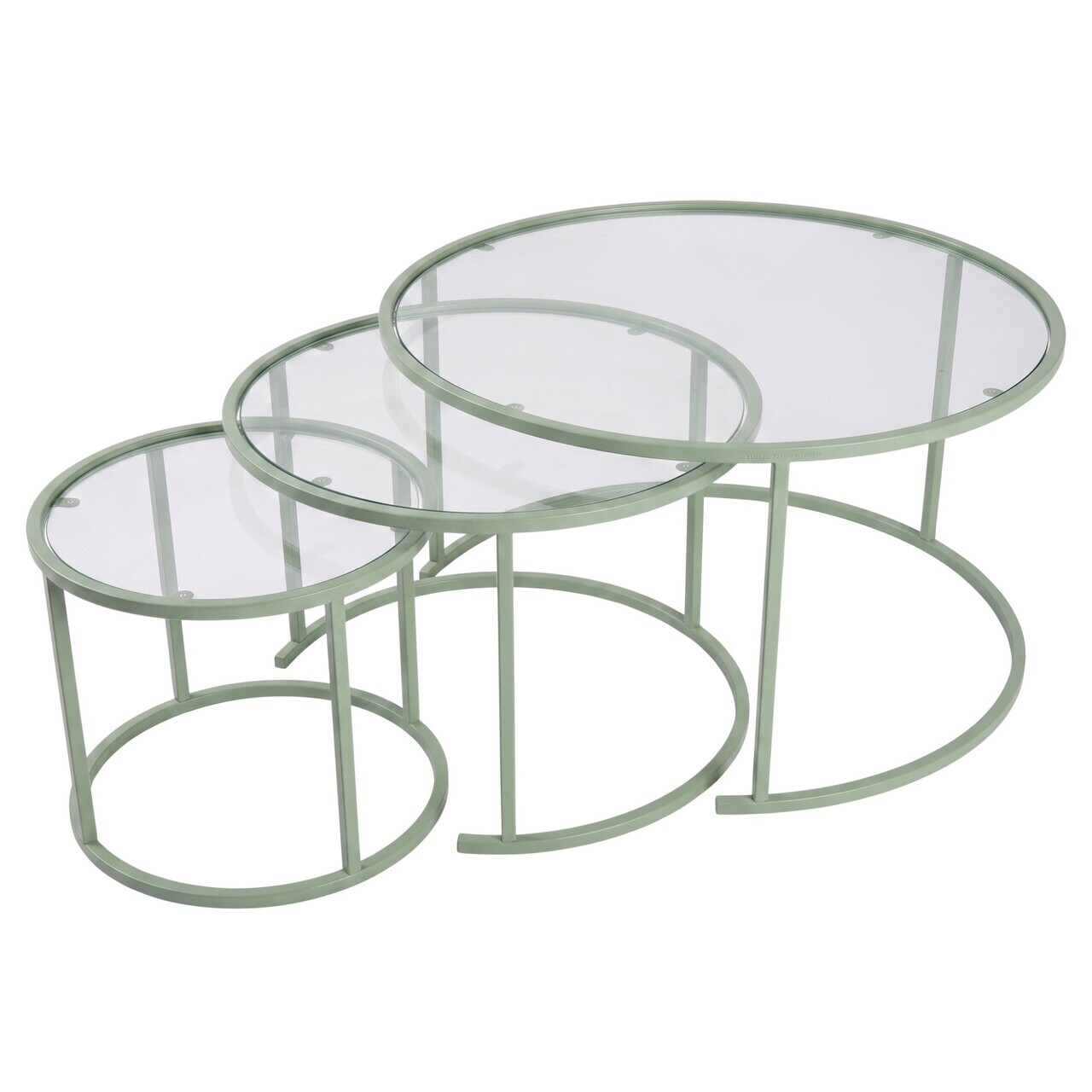 Set masute de cafea, Hanah Home, Mint-Trs-80-60-42-Nrd-Srk, Sticla temperata, Verde menta — imaginea 4