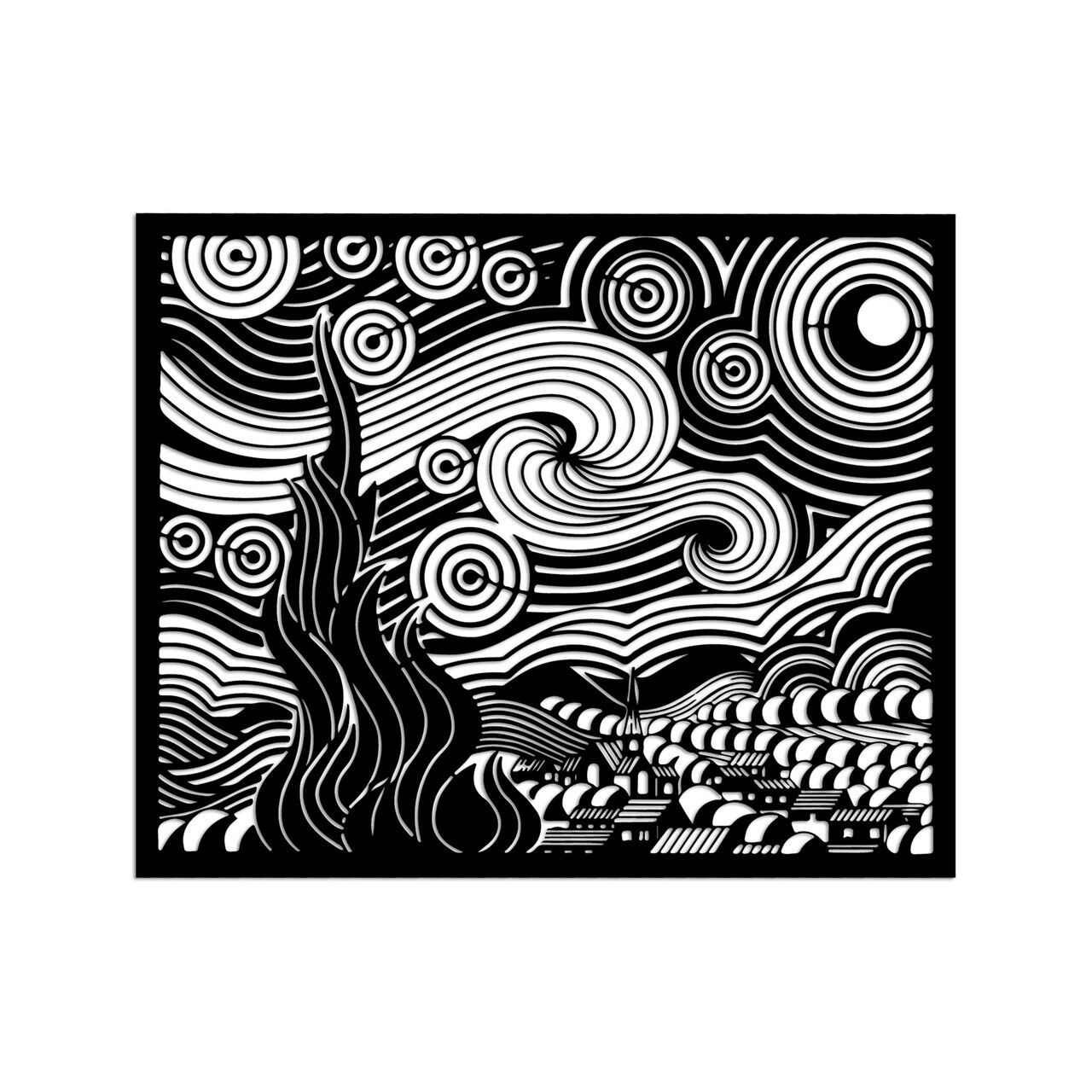 Decoratiune de perete, Vangogh 2, Dimensiuni: 56 x 45 cm, Negru — imaginea 4