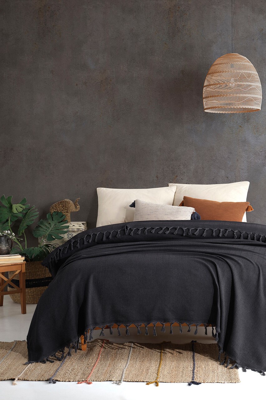 Cuvertura Double Pique, 200x230 cm, amestec bumbac, Sidney, Viaden, negru