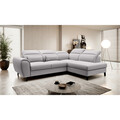 Coltar extensibil dreapta 4 locuri ELTAP, RT-04GO, Noble, 255x201x100 cm, lemn/poliester, gri deschis
