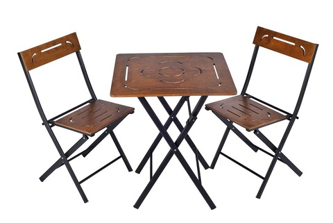 Set masa cu 2 scaune, Valovi, Bistro, mdf/metal, nuc/negru