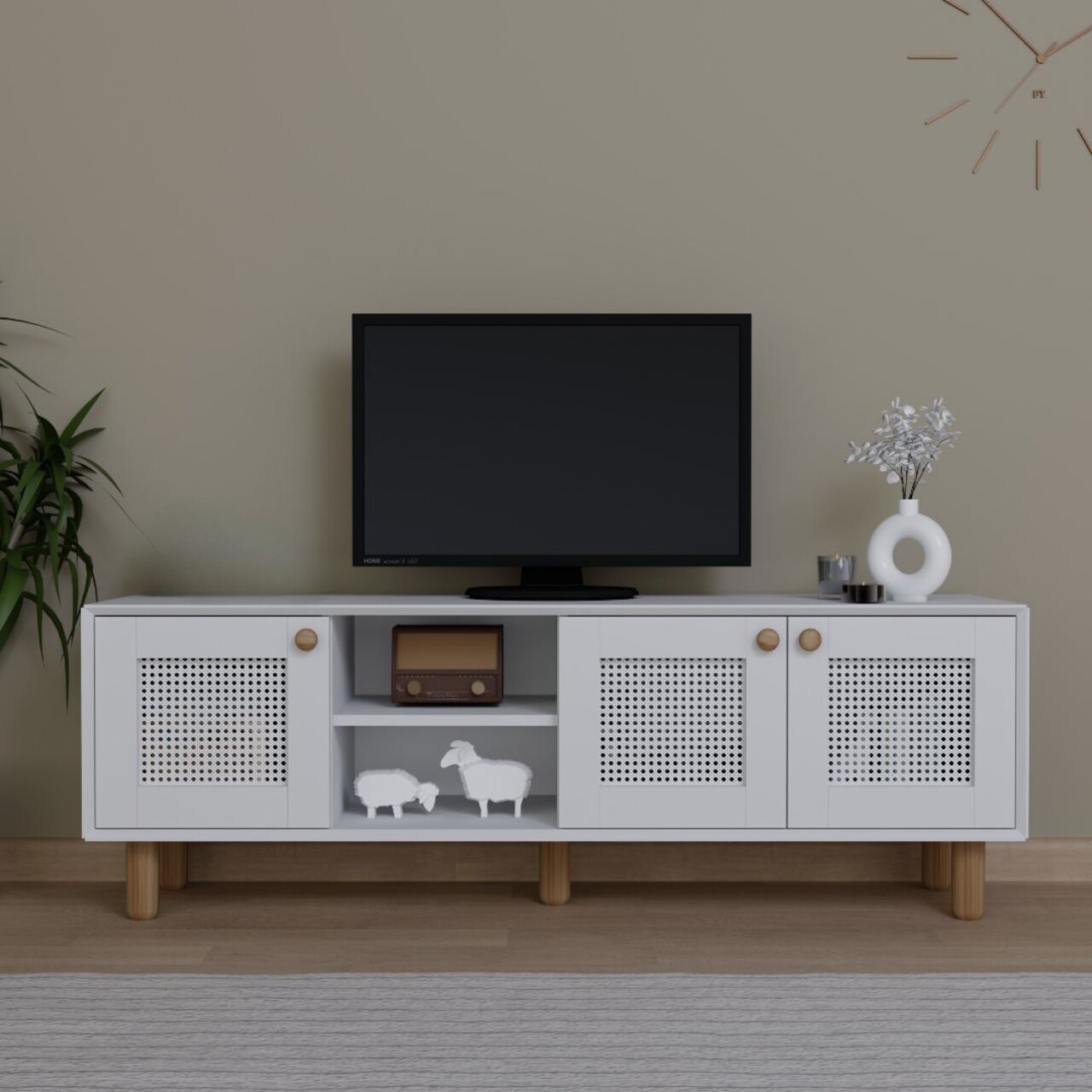Comoda TV, Miwood, Bohemian 1600-144, Alb