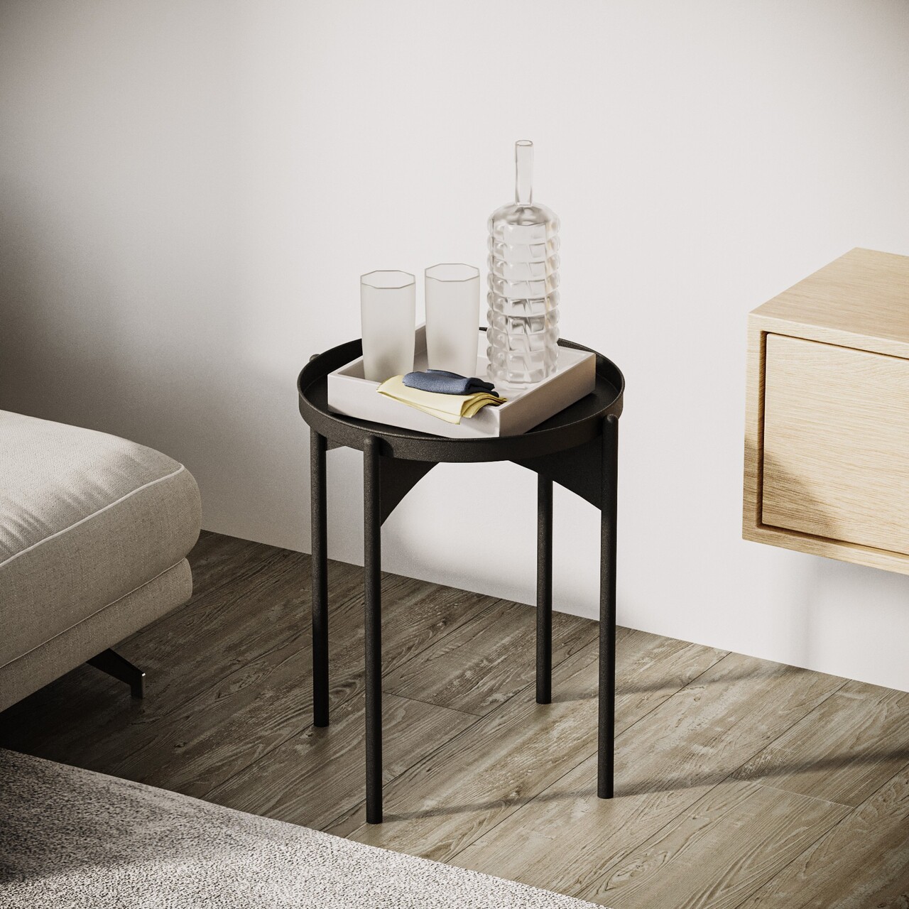 Masuta de cafea, Cerritos, Shb-002-A, 44x57x44 cm, Metal, Negru