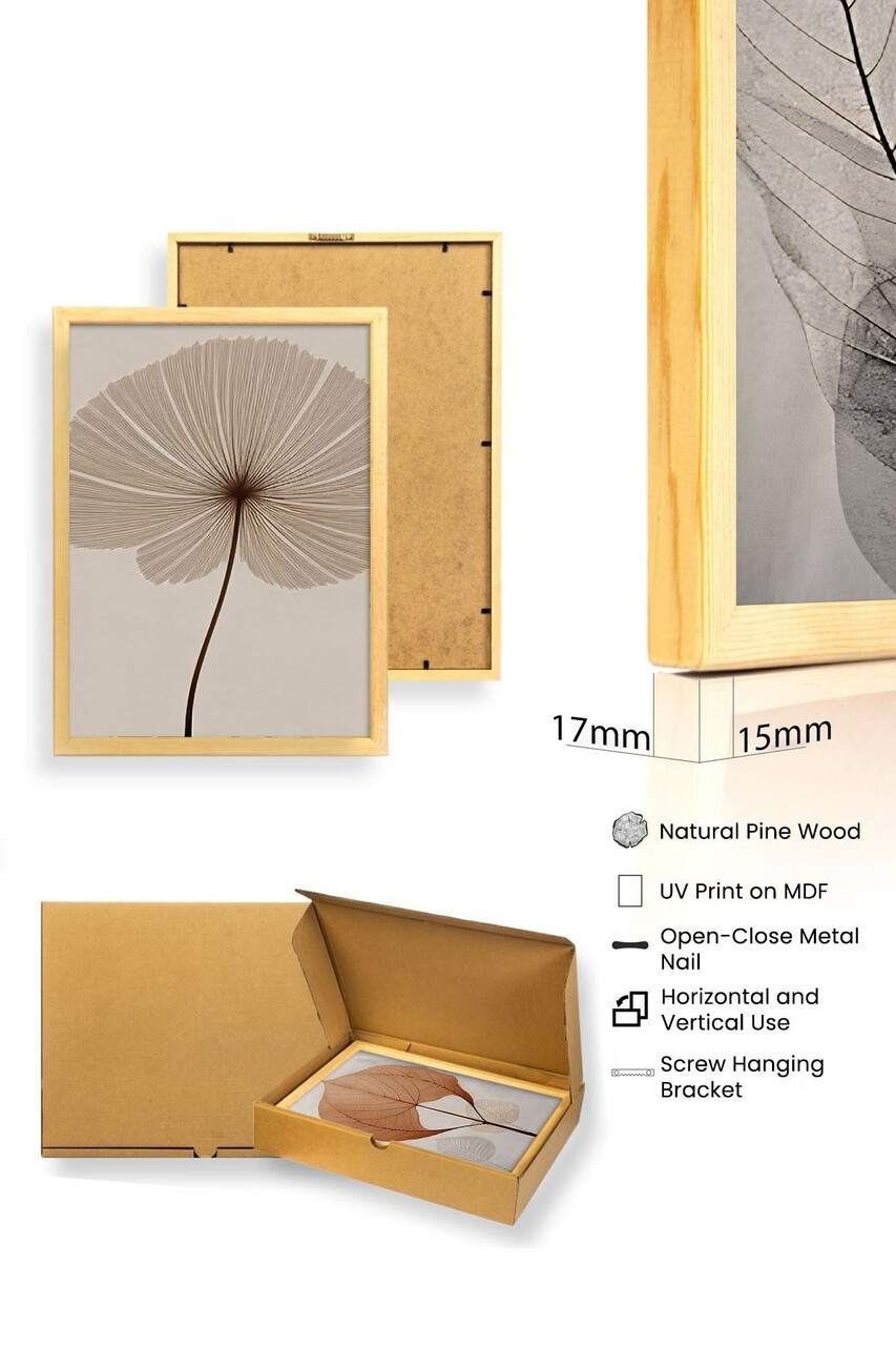 Set 3 tablouri decorative, Huhu481, Cadru: 100% LEMN MASIV (Grosime: 2,5 cm), Multicolor - view 3