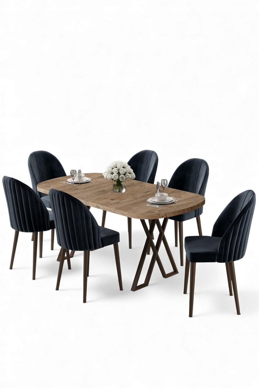 Set masa si scaune (7 Pieces), Hanah Home, Kaye, Pin Atlantic / Antracit - view 2