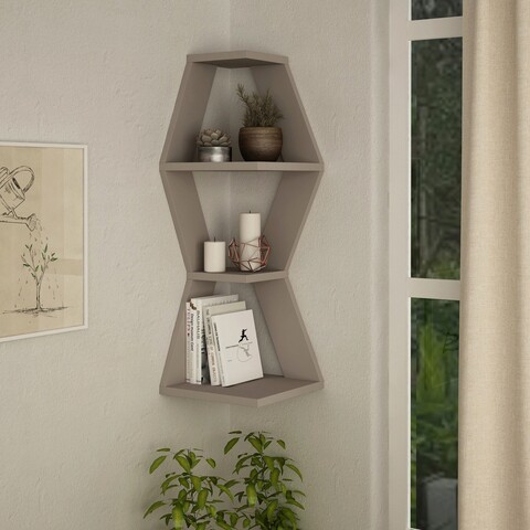 Raft de perete, Decortie, Sablor Corner, 30x86x30 cm, Mocha Decortie