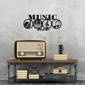 Decoratiune de perete, Music, Metal, 70 x 29 cm, Negru