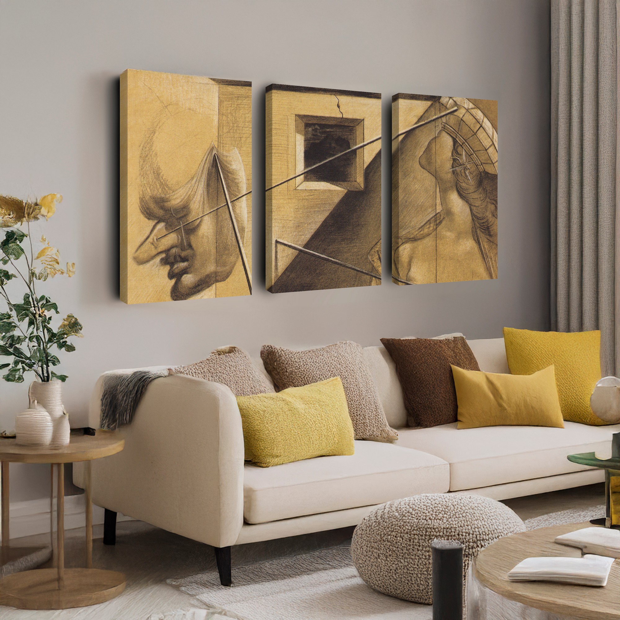 Tablou decorativ, 3PAN-CNV-3034, Dimensiune: 60 x 40 cm (3 bucăți), Multicolor