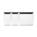 Set 3 recipiente depozitare, Brabantia, Tasty+, 2x1.6 L, 1x3.5 L, plastic, gri inchis