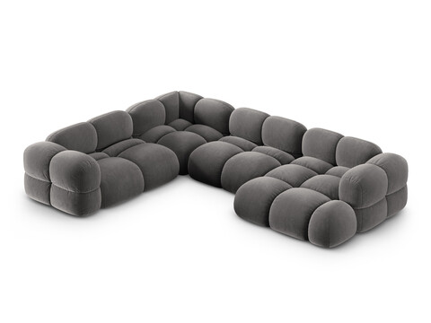 Coltar panoramic stanga 5 locuri, Loretto, Cosmopolitan Design, 345x250x68 cm, catifea, gri