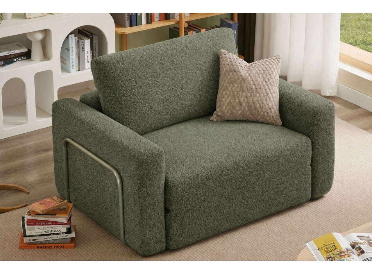 Fotoliu extensibil Atelier del Sofa 118FVL1105 MATERIAL TEXTIL BOUCLETTE Verde