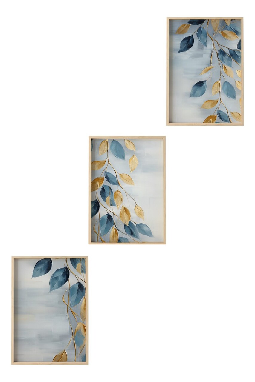 Set 3 tablouri decorative, Huhu476, Cadru: 100% LEMN MASIV (Grosime: 2,5 cm), Multicolor - view 2