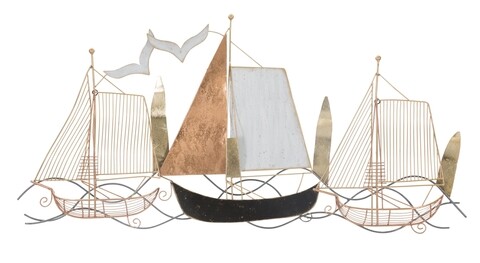 Decoratiune de perete velieri, mauro ferretti, 115.6x57 cm, fier, multicolor